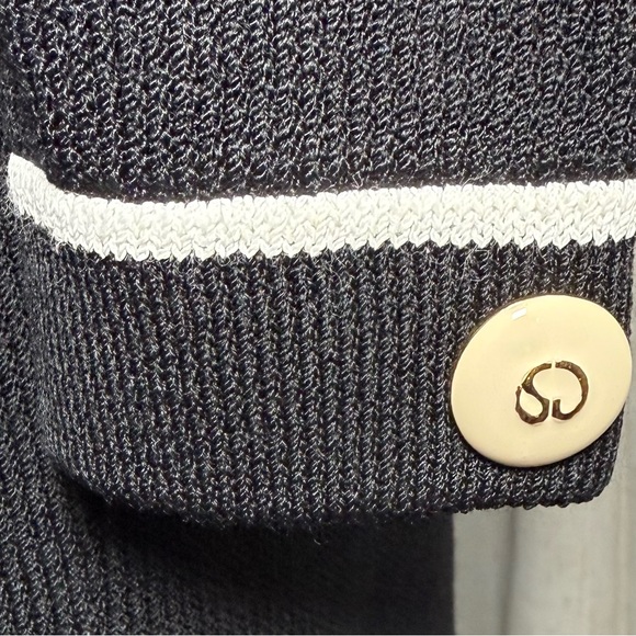 St. John Collection Vintage Santana Knit Button Dress Size 4 Black White USA - Picture 5 of 10